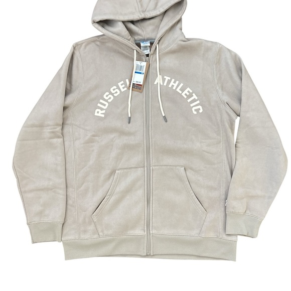 Russell Athletic Men's Cream Zip-Up Hoodie - Picture 3 of 8